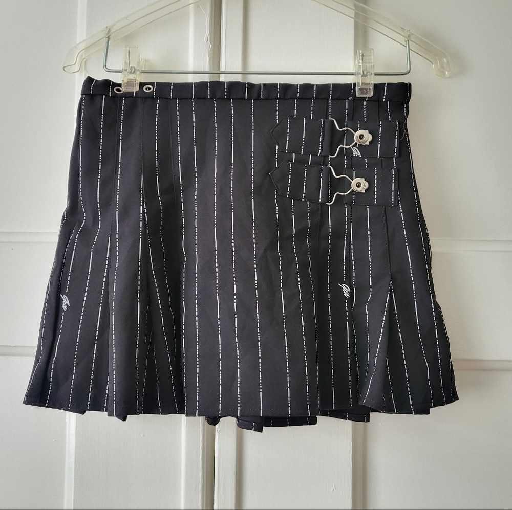 I.AM.GIA Black Pinstripe Pleated Mini Skirt